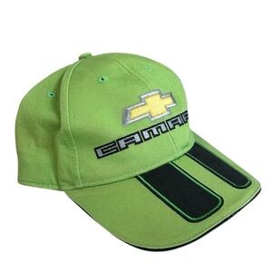 CHEVY CAMERO SS GREEN & BLACK STRIPE RALPH WHITE GM EMBROIDERED TRUCKER HAT, OS